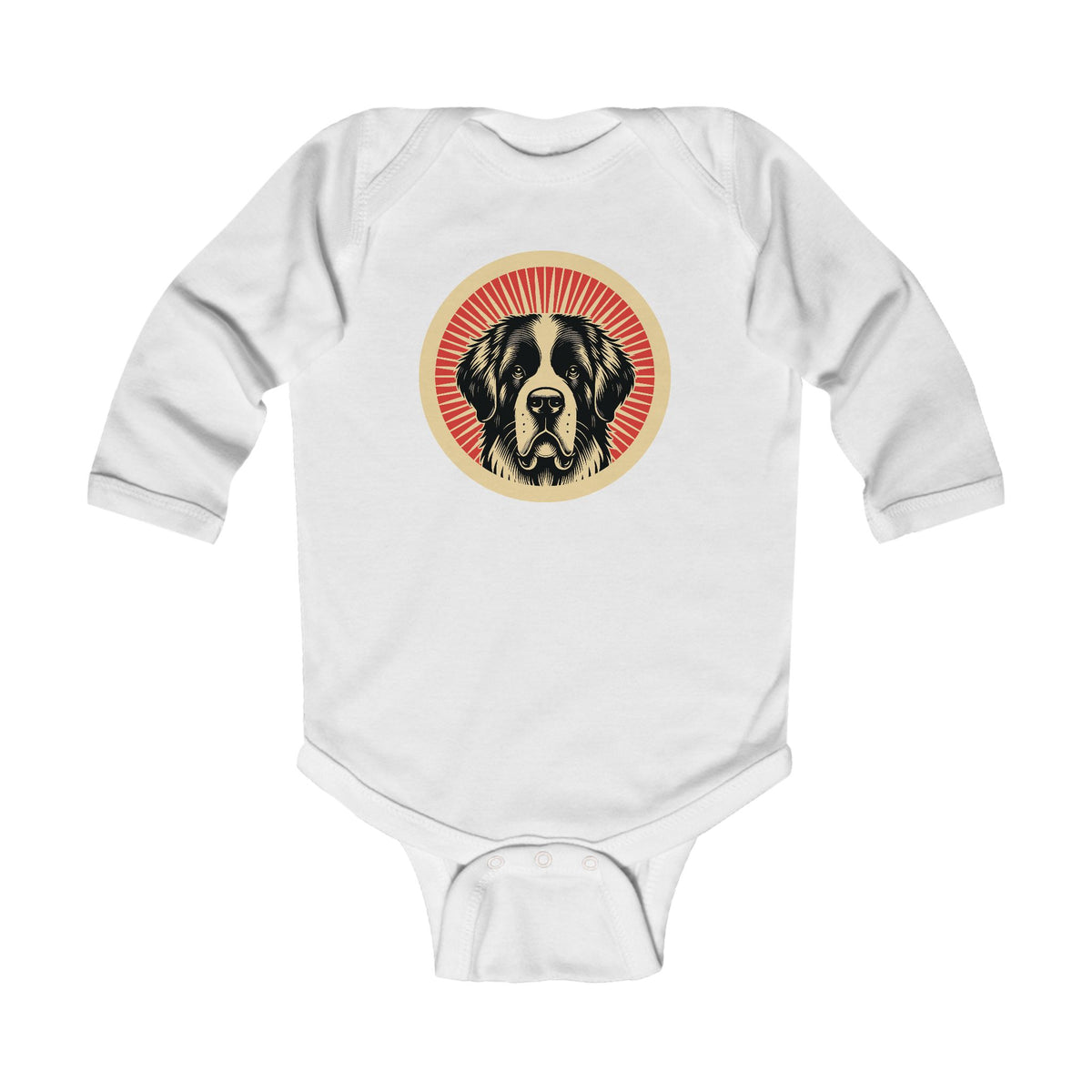 Saint Bernard Sleeved Bodysuit — White