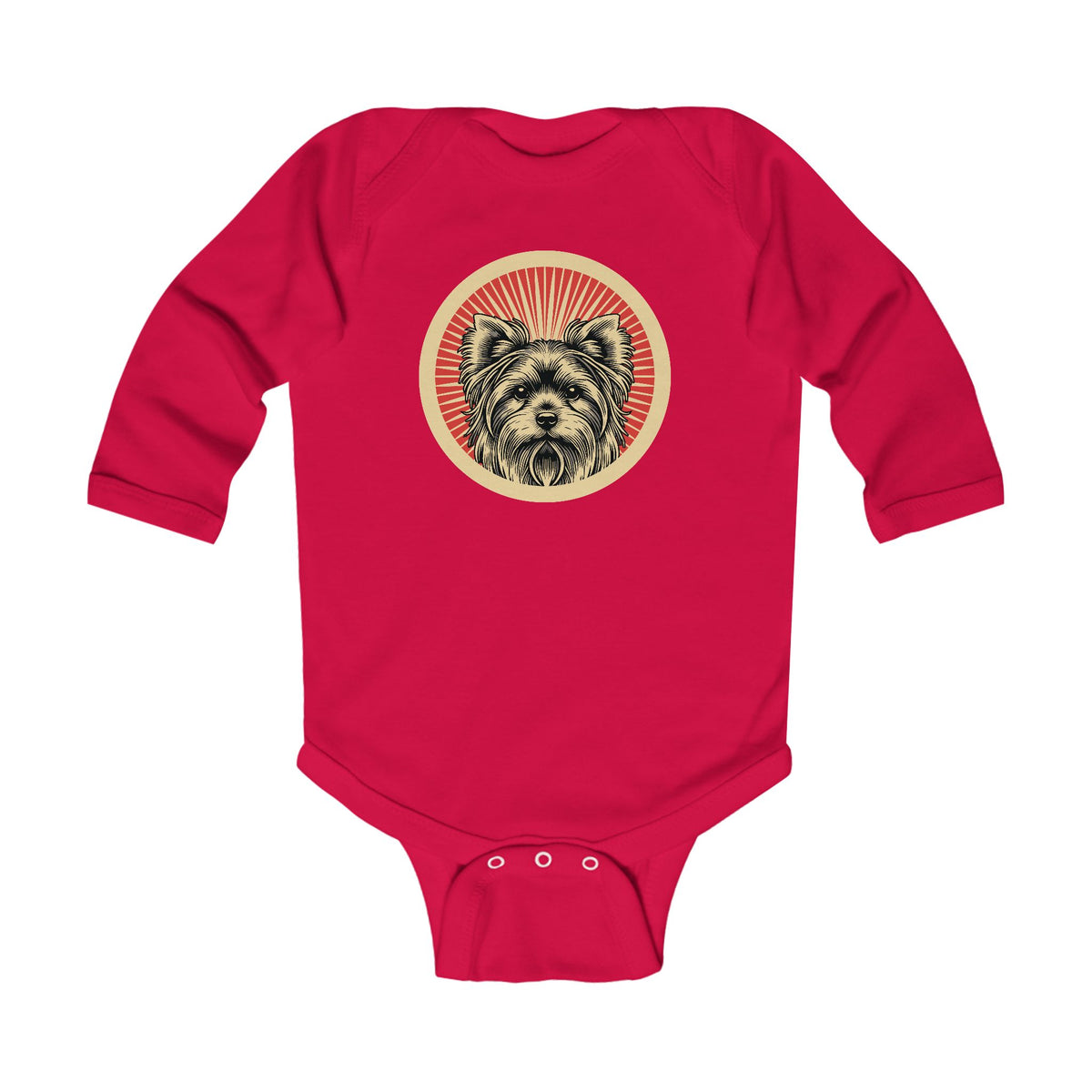 Yorkshire Terrier Sleeved Bodysuit — Red