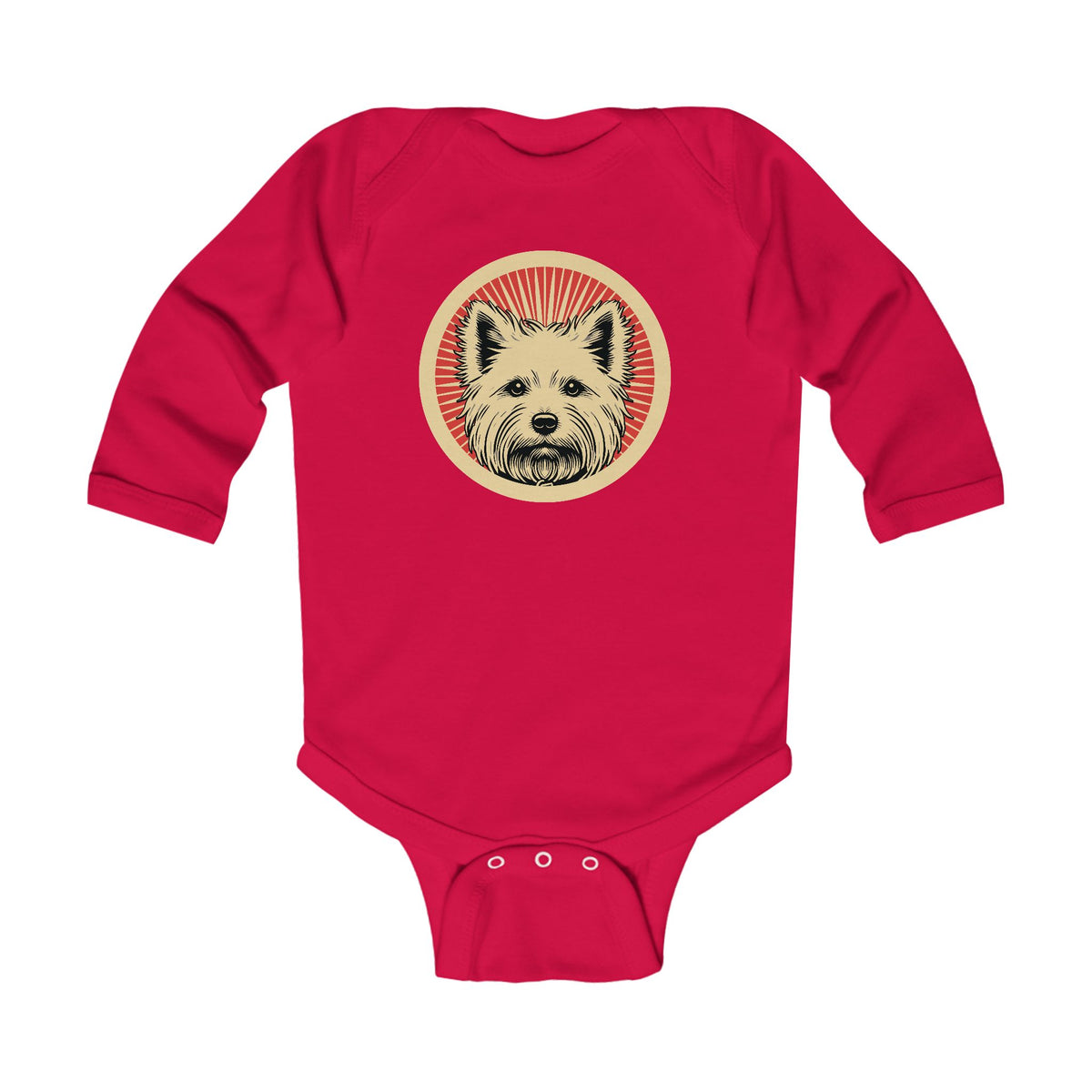 West Highland White Terrier Sleeved Bodysuit — Red