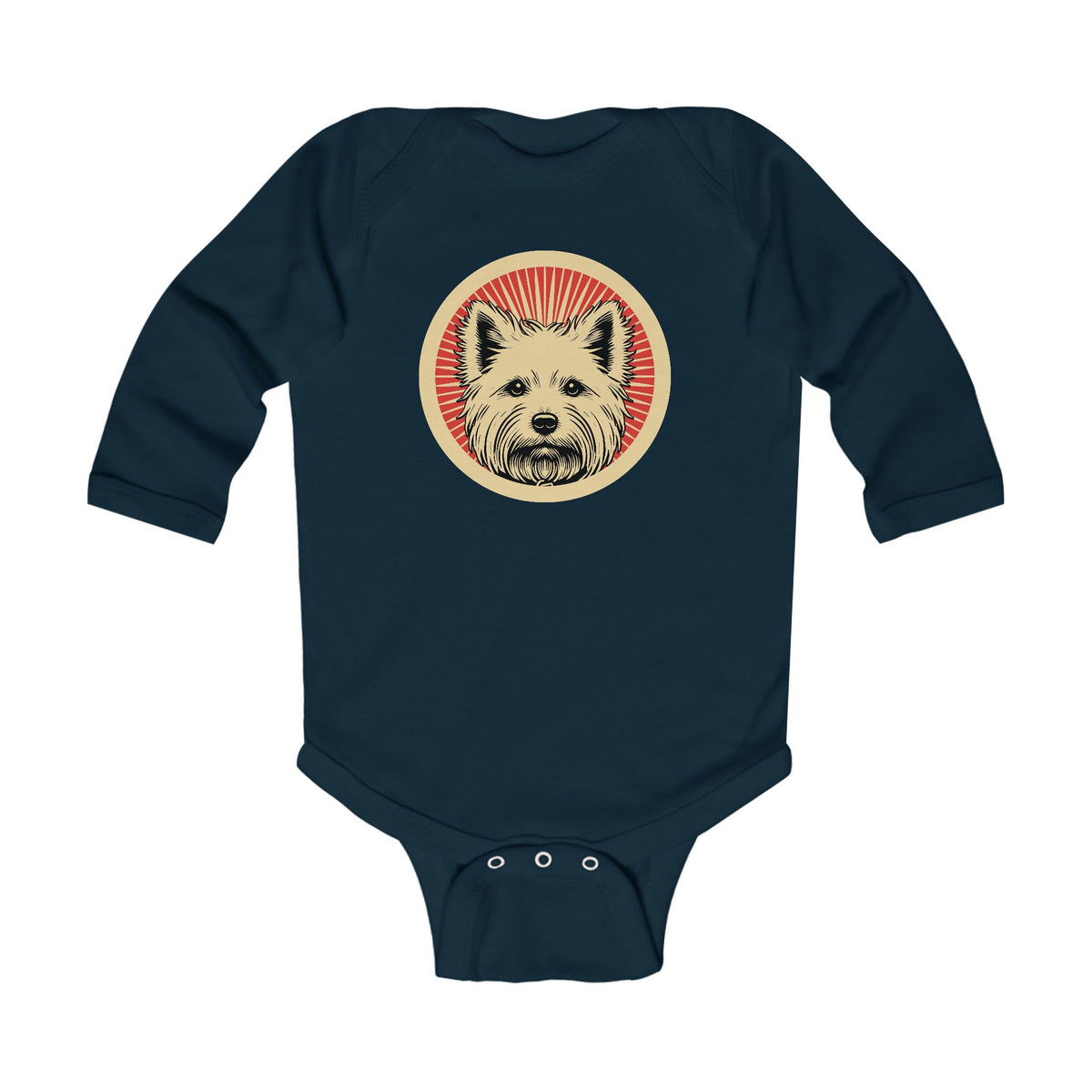 West Highland White Terrier Sleeved Bodysuit — Navy