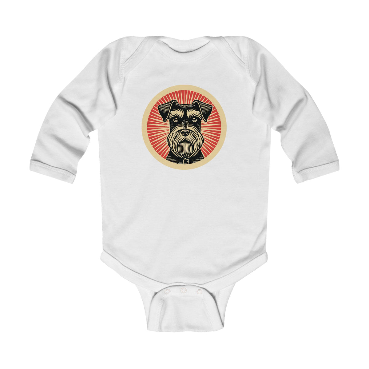Miniature Schnauzer Sleeved Bodysuit — White
