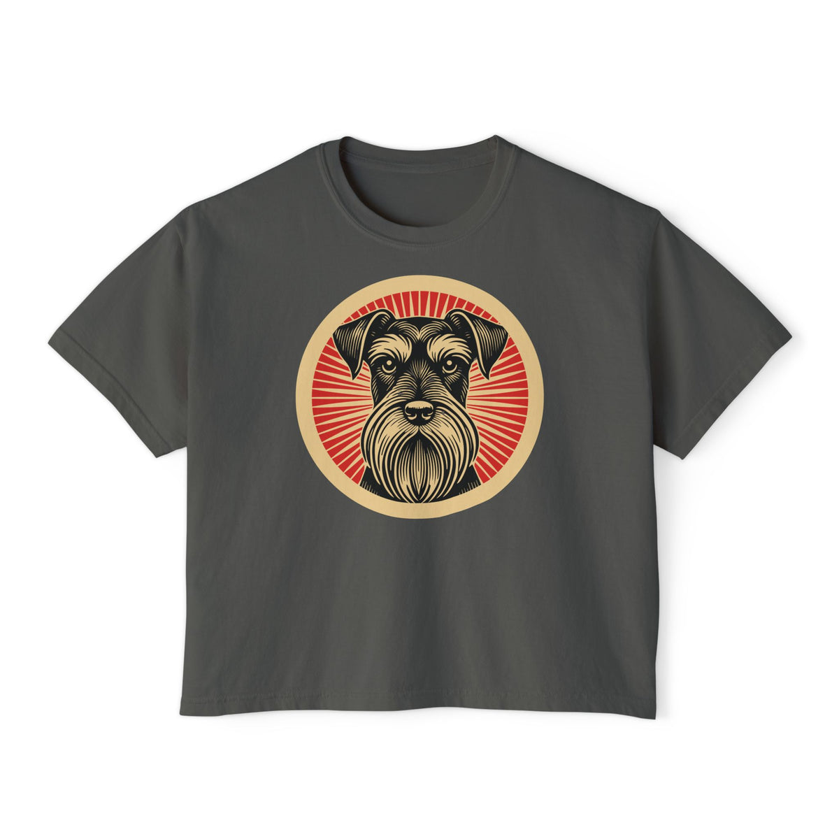 Standard Schnauzer Boxy Tee — Pepper