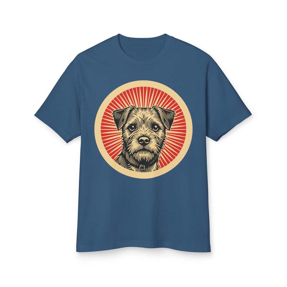 Border Terrier Heavyweight Tee — Faded Navy