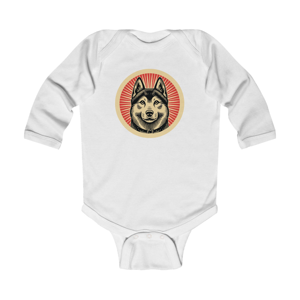 Norwegian Elkhound Sleeved Bodysuit — White