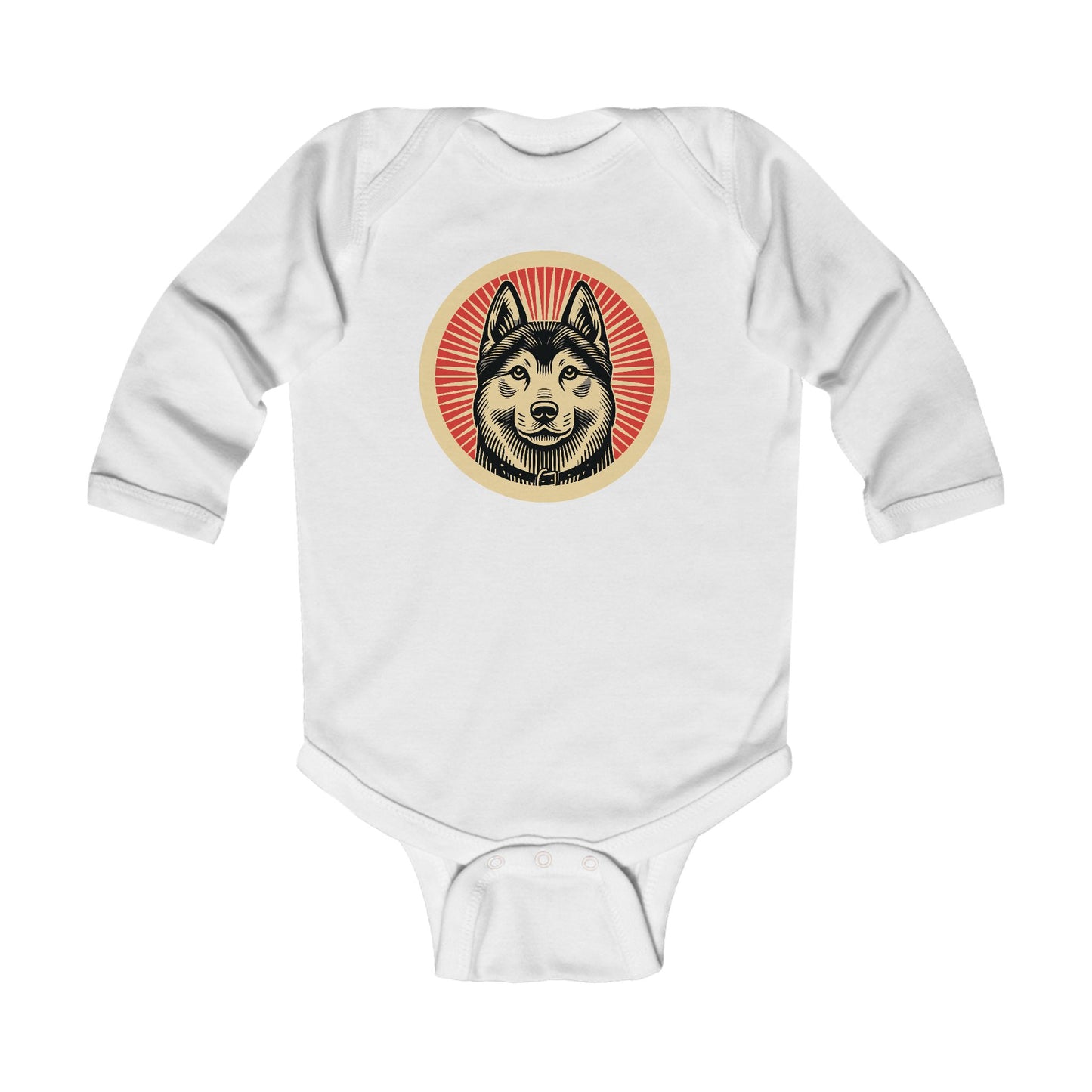 Norwegian Elkhound Long Sleeve Bodysuit for Infants