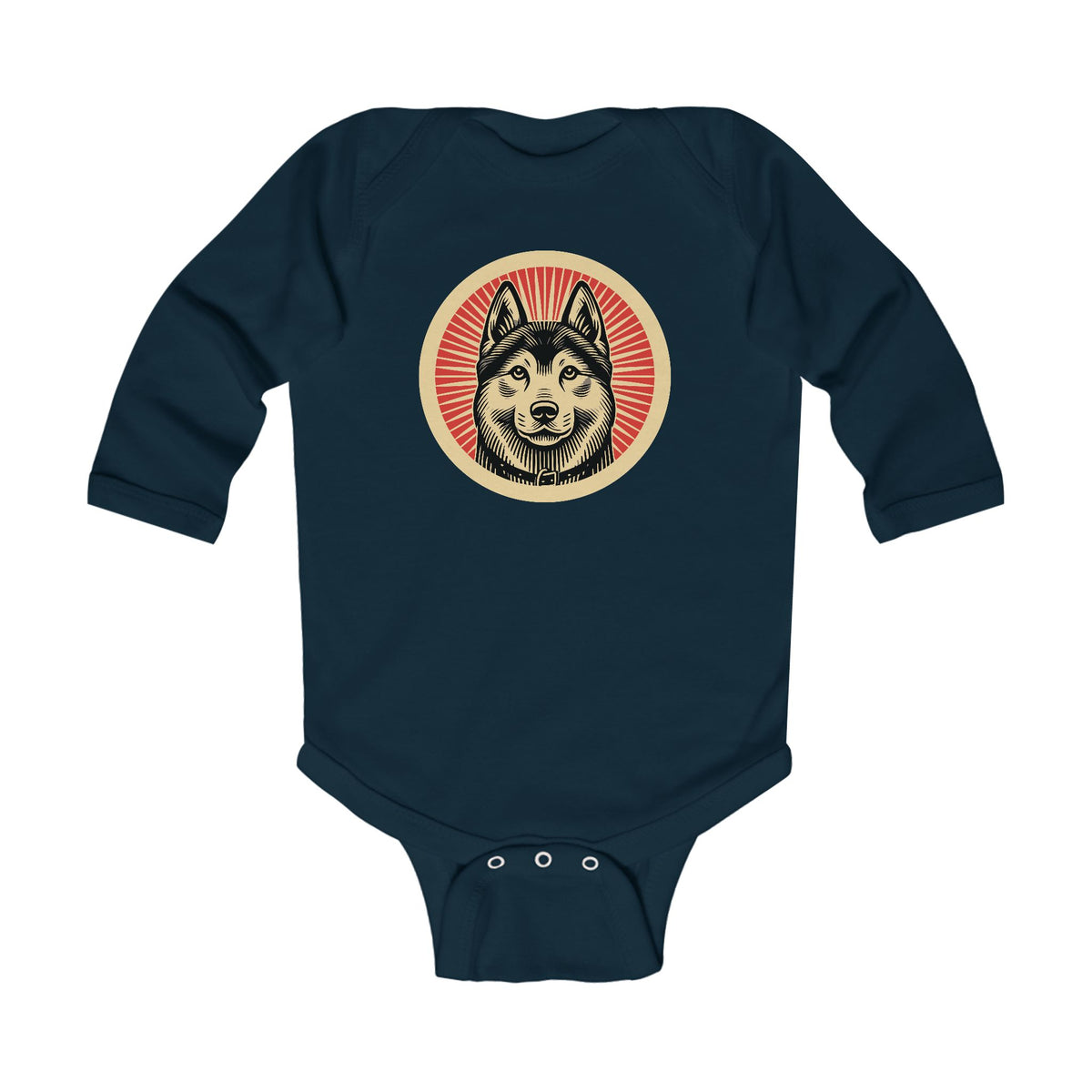 Norwegian Elkhound Sleeved Bodysuit — Navy