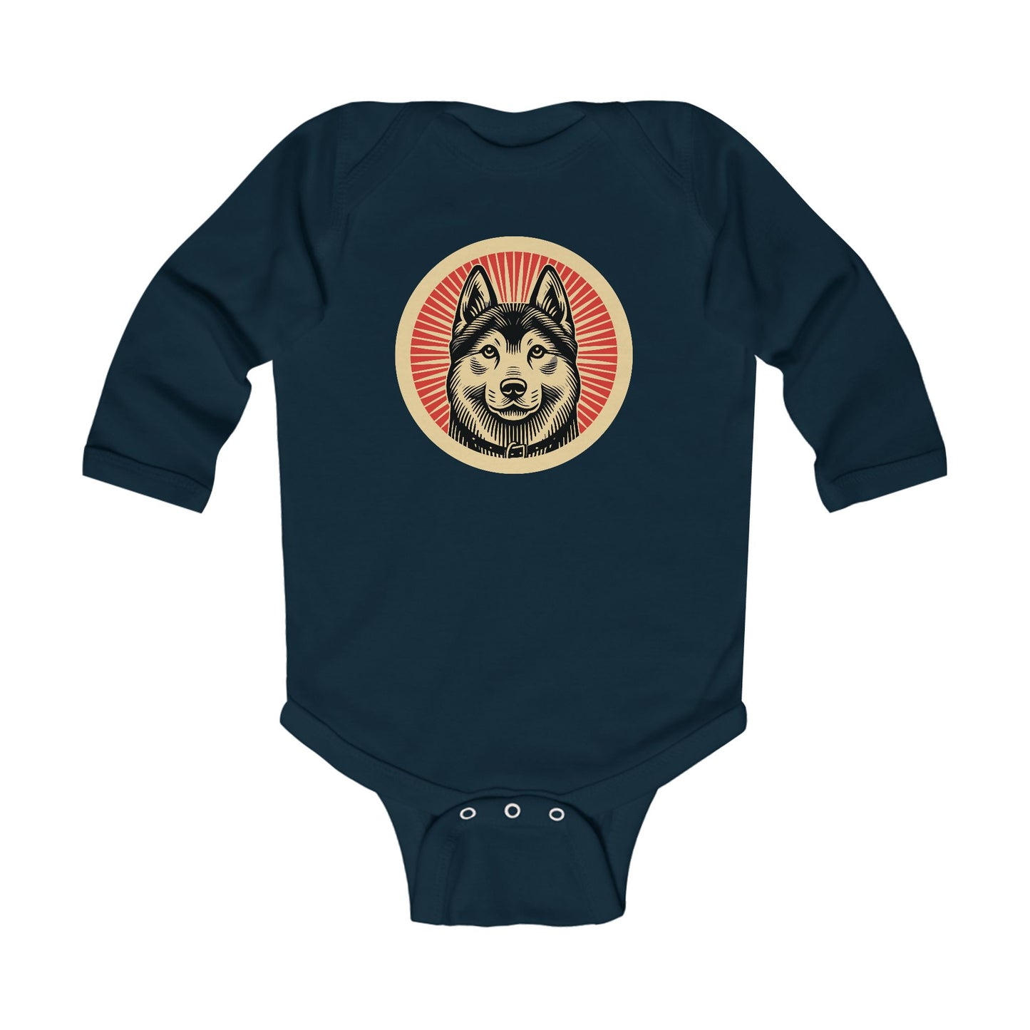 Norwegian Elkhound Long Sleeve Bodysuit for Infants