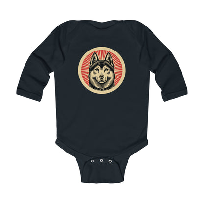 Norwegian Elkhound Long Sleeve Bodysuit for Infants