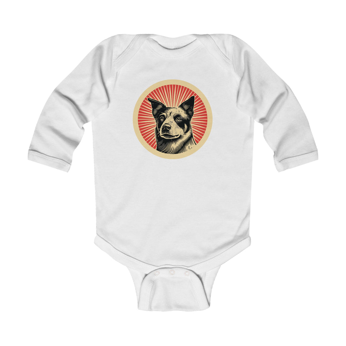 Australian Cattle Dog Sleeved Bodysuit — White