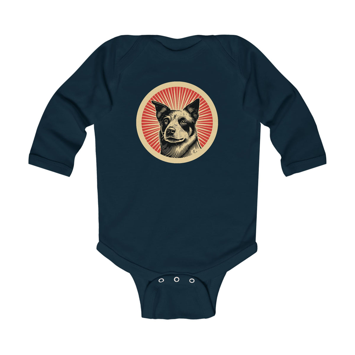 Australian Cattle Dog Sleeved Bodysuit — Navy