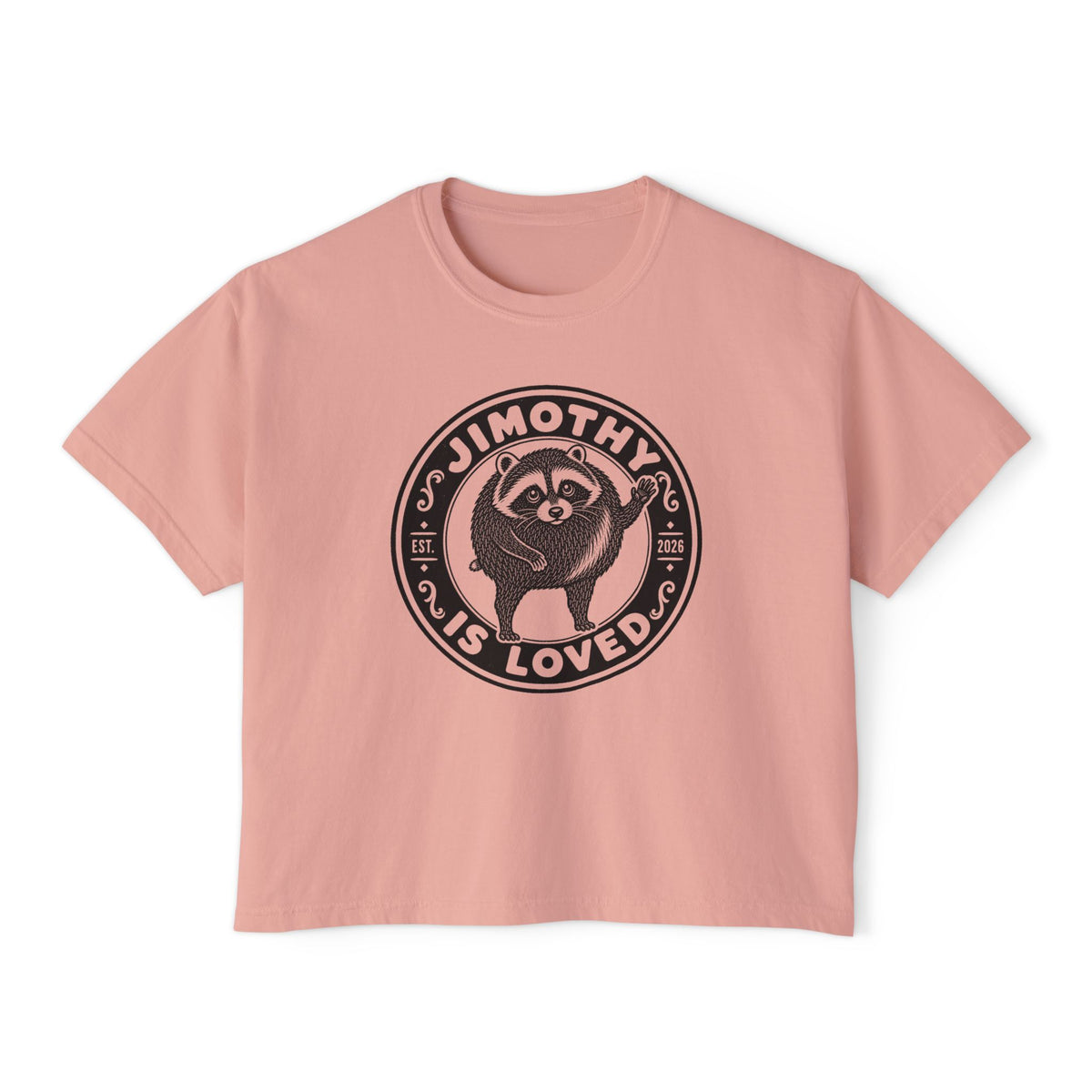 Jimothy the Round Raccoon Boxy Tee — Peachy