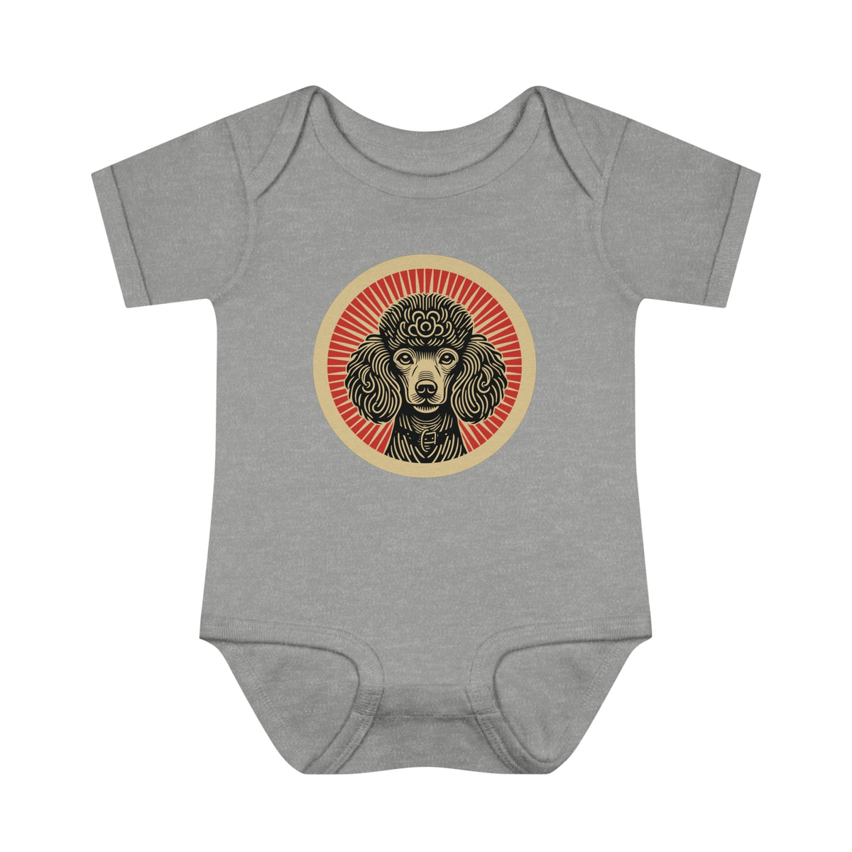 Poodle Baby Bodysuit — Heather