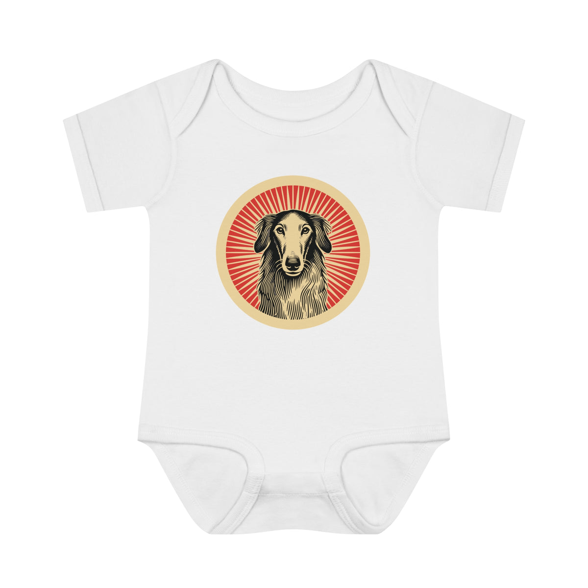 Borzoi Baby Bodysuit — White