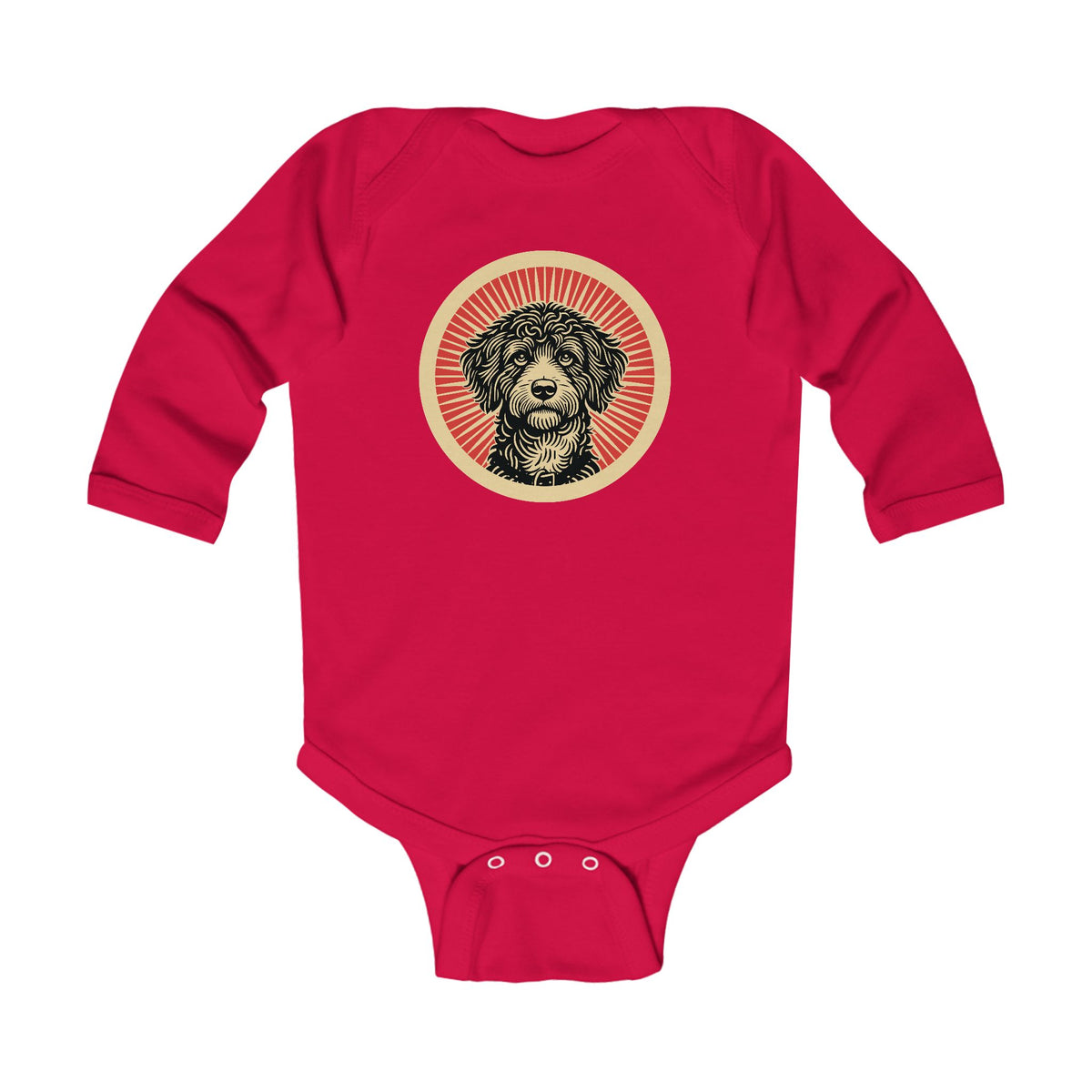 Bordoodle Sleeved Bodysuit — Red