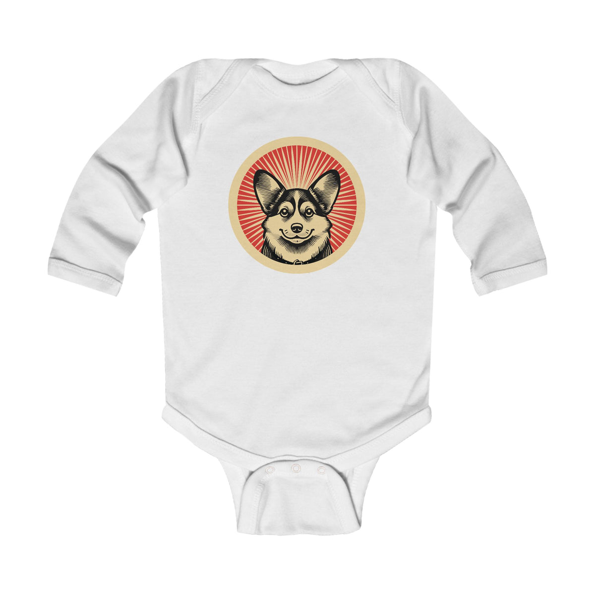 Pembroke Welsh Corgi Sleeved Bodysuit — White