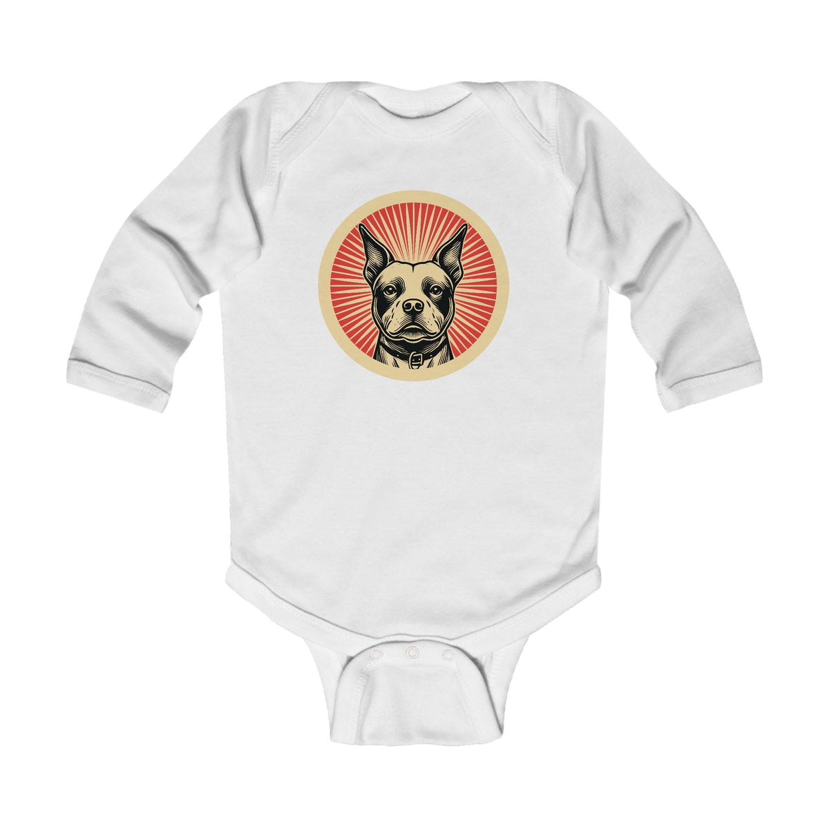 Staffordshire Bull Terrier Sleeved Bodysuit — White