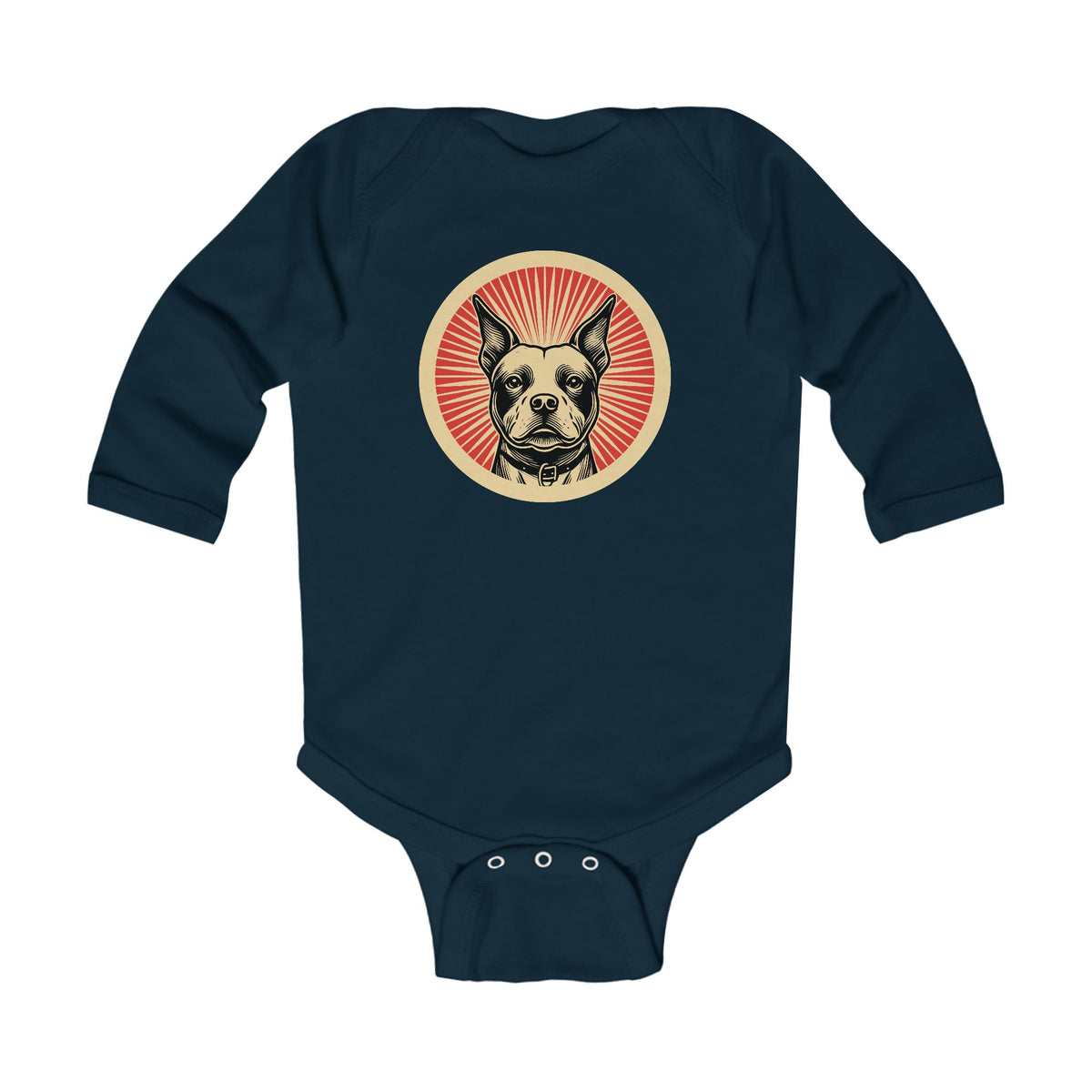 Staffordshire Bull Terrier Sleeved Bodysuit — Navy