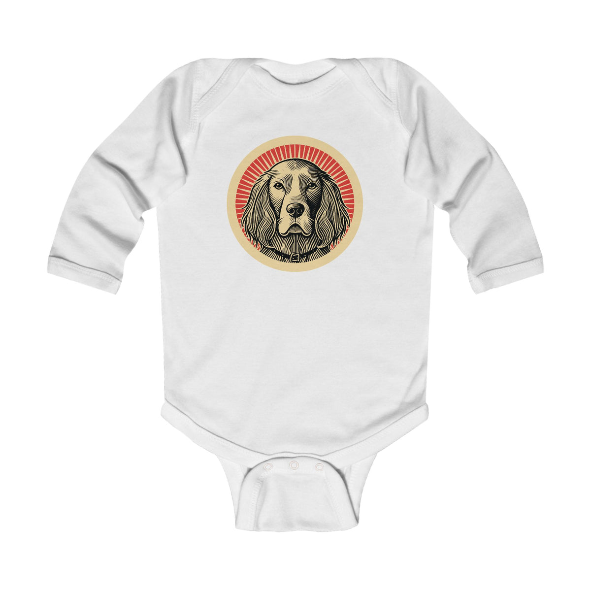 English Setter Sleeved Bodysuit — White
