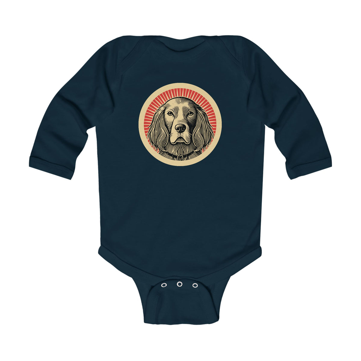 English Setter Sleeved Bodysuit — Navy