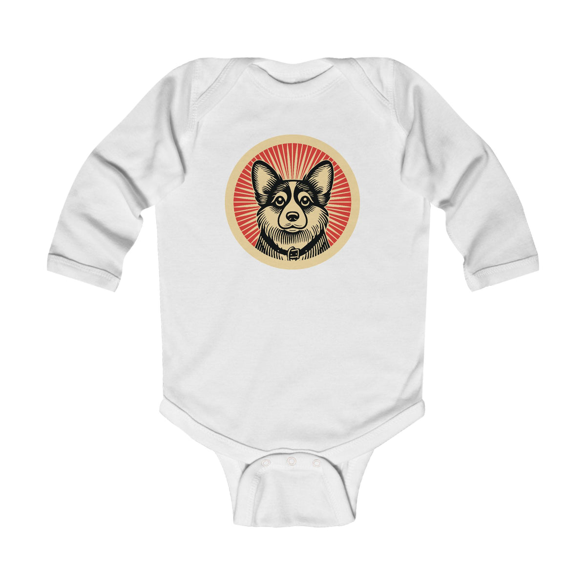 Corgipoo Sleeved Bodysuit — White