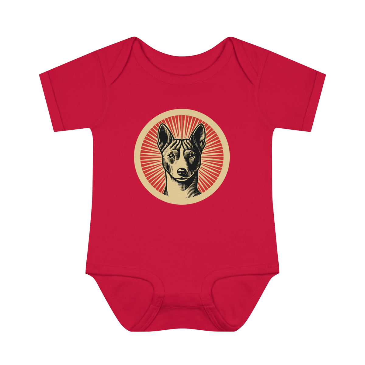 Basenji Baby Bodysuit — Red
