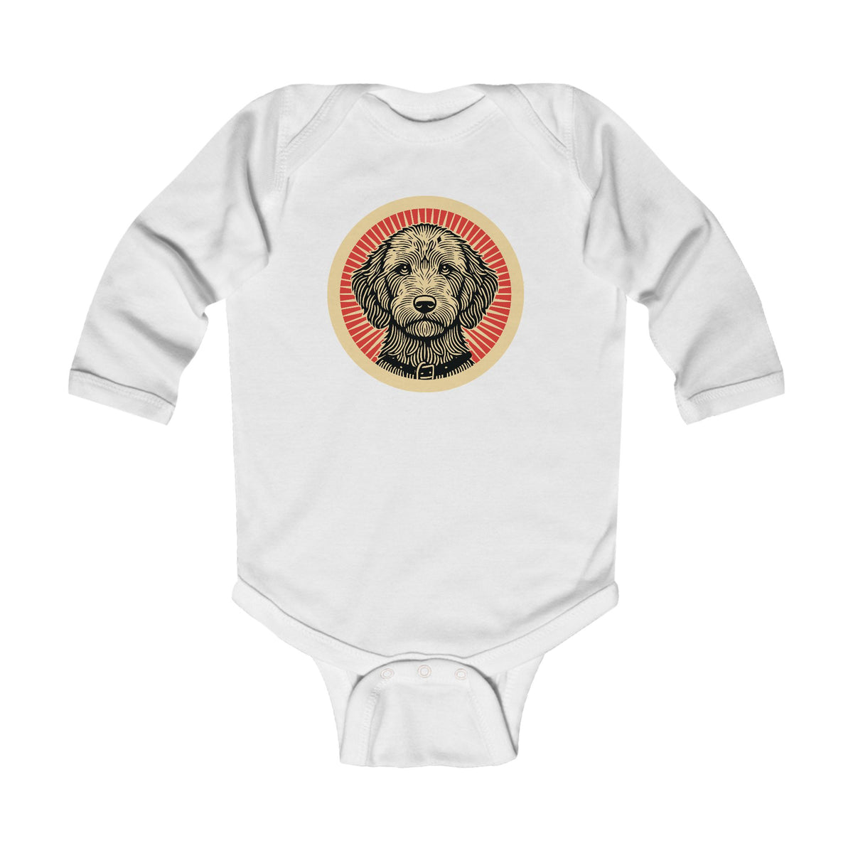 Labradoodle Sleeved Bodysuit — White