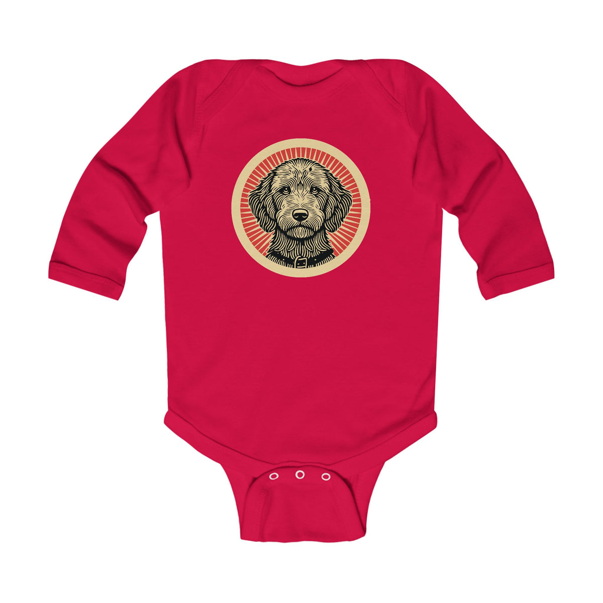 Labradoodle Sleeved Bodysuit — Red