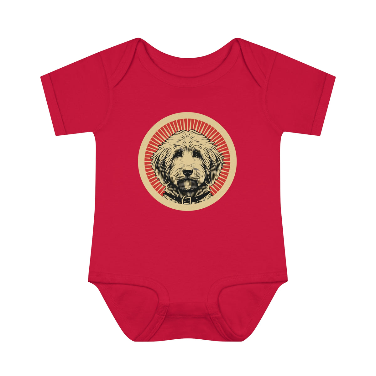 Goldendoodle Baby Bodysuit — Red
