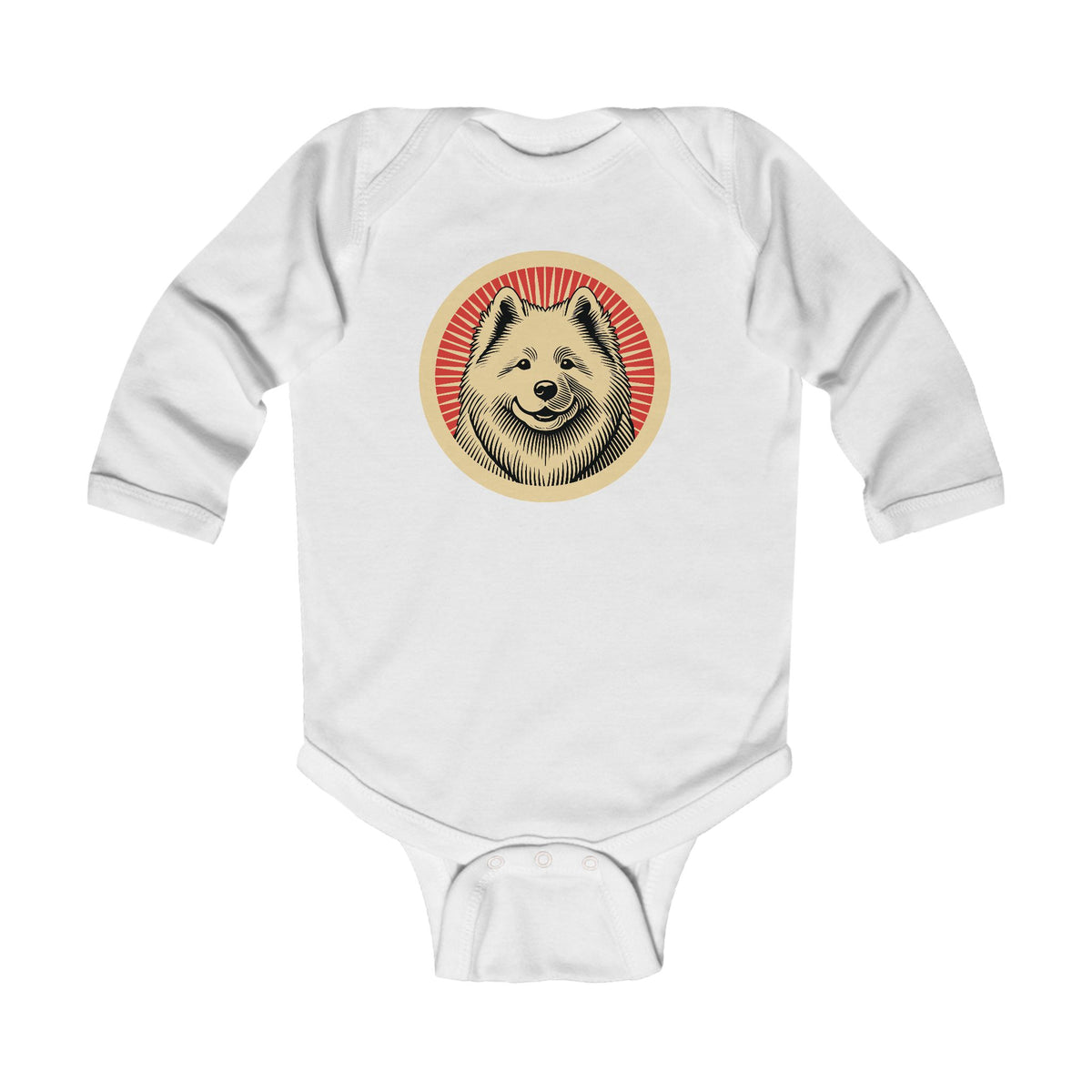 Samoyed Sleeved Bodysuit — White