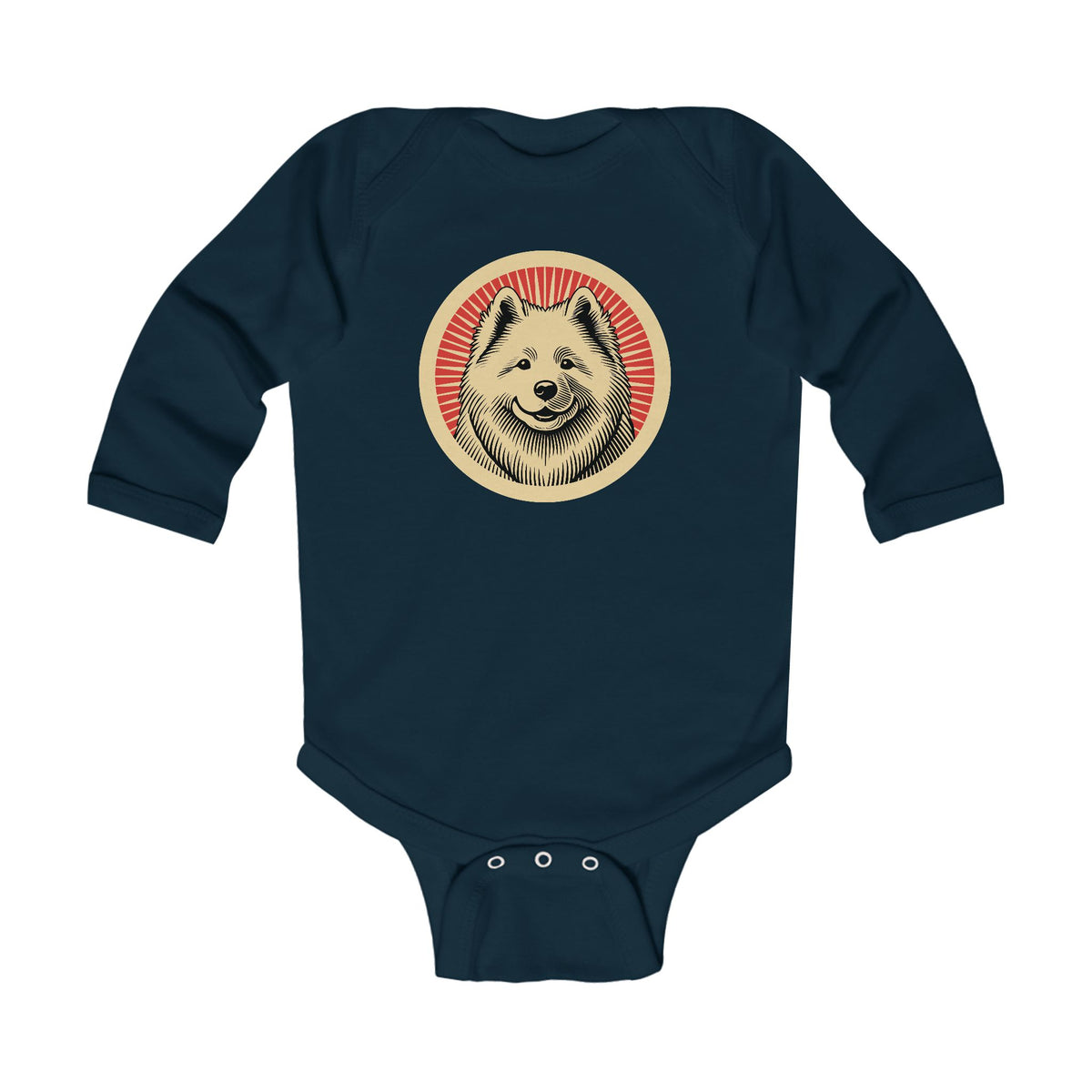 Samoyed Sleeved Bodysuit — Navy