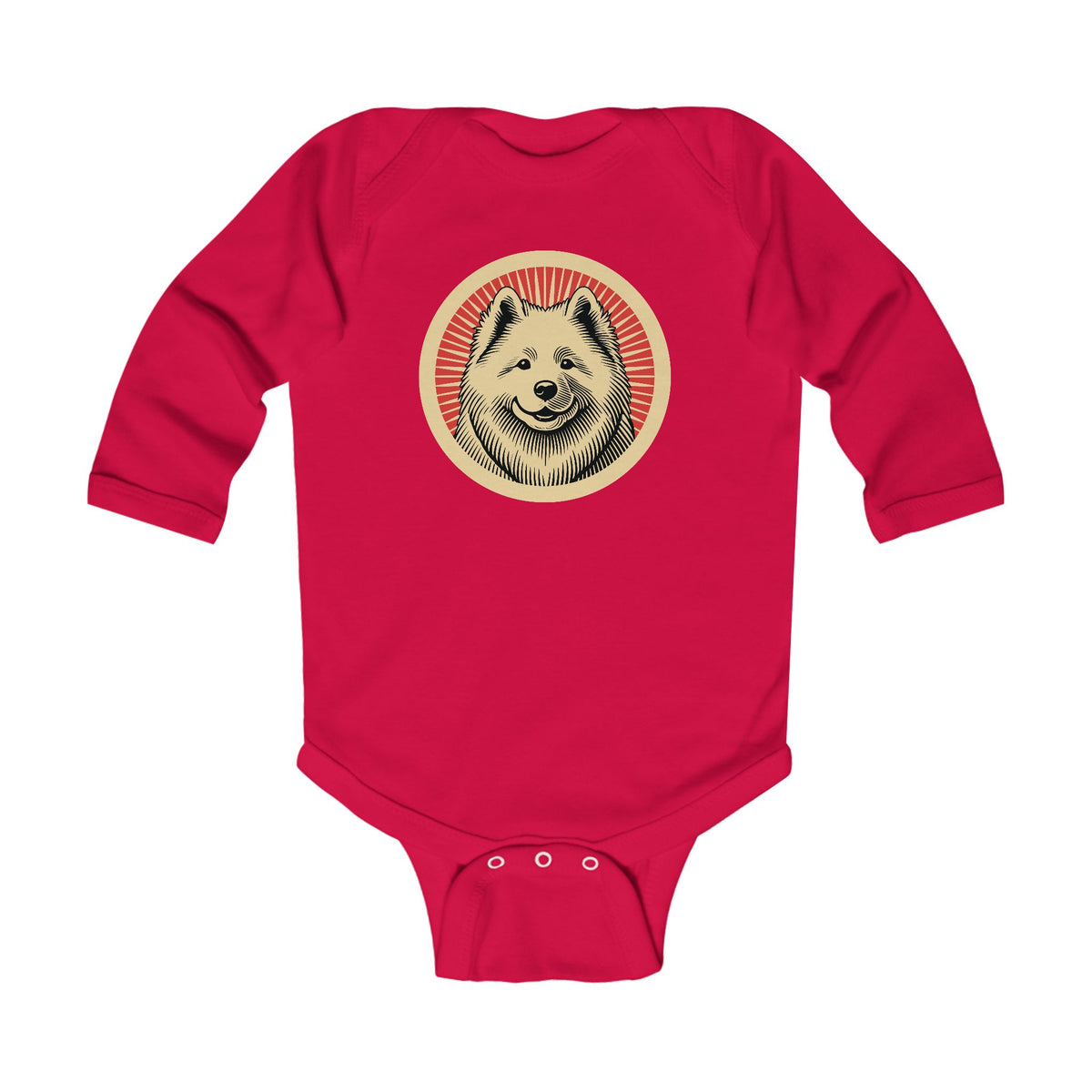 Samoyed Sleeved Bodysuit — Red