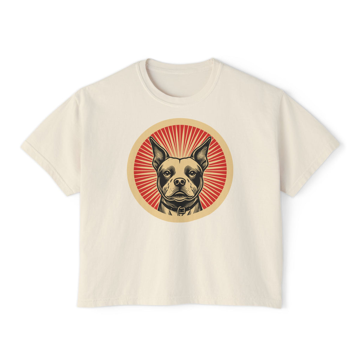 Staffordshire Bull Terrier Boxy Tee — Ivory