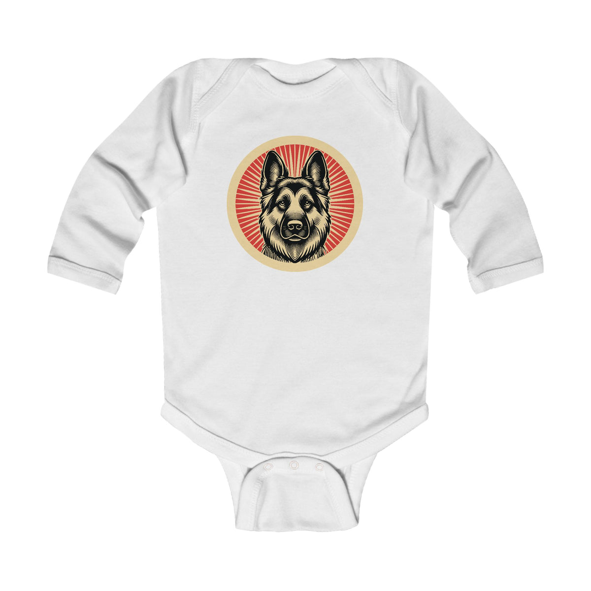 German Shepherd Sleeved Bodysuit — White