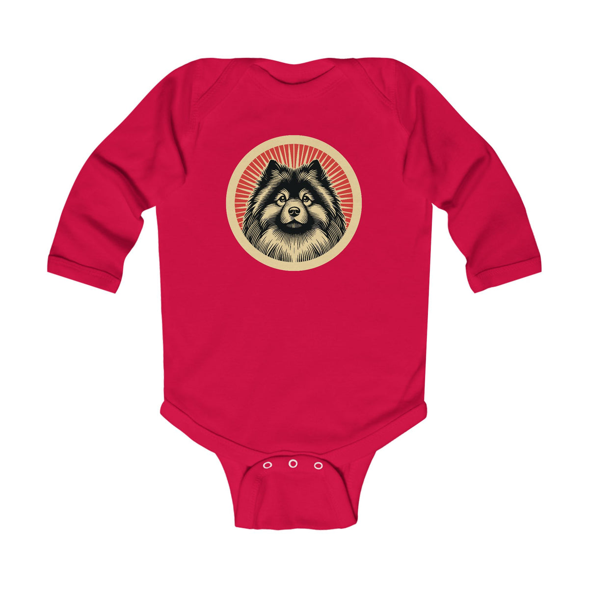 Keeshond Sleeved Bodysuit — Red