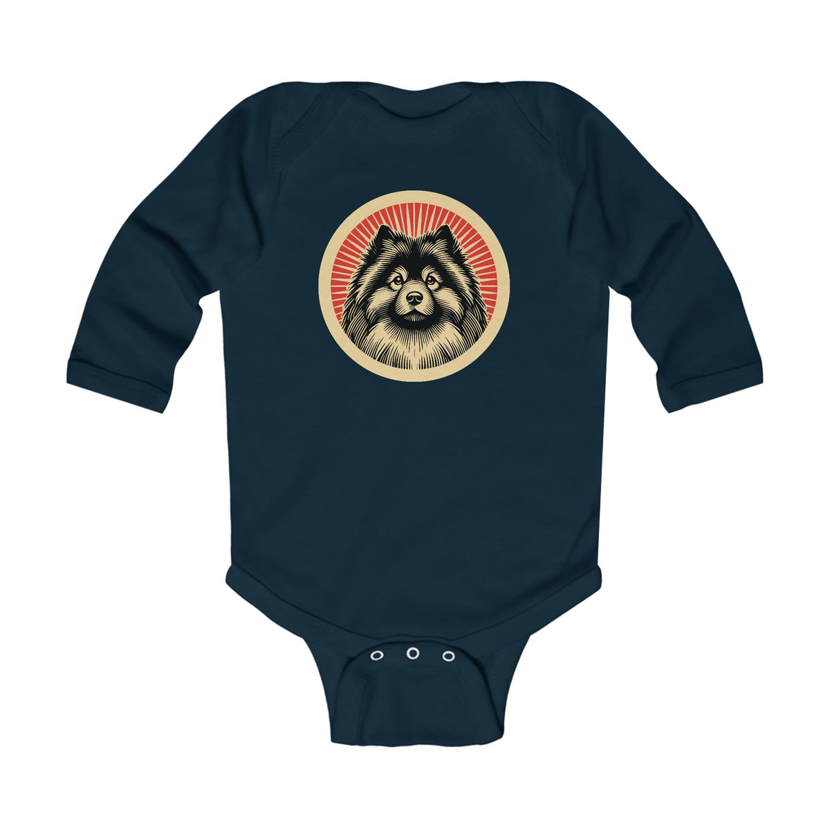 Keeshond Sleeved Bodysuit — Navy