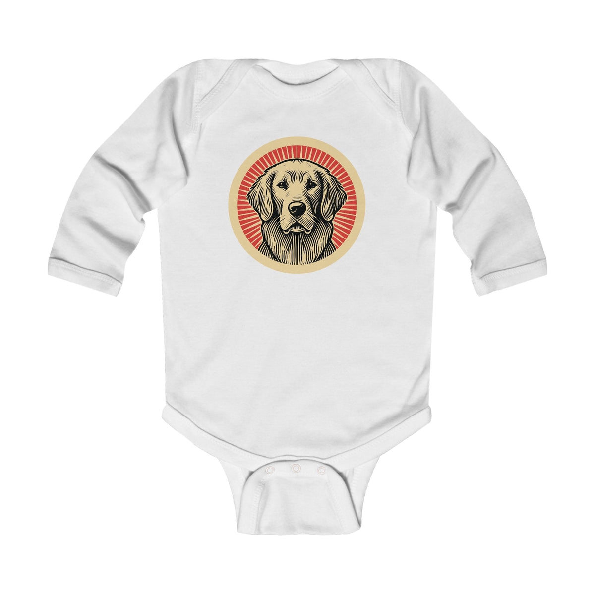 Golden Retriever Sleeved Bodysuit — White