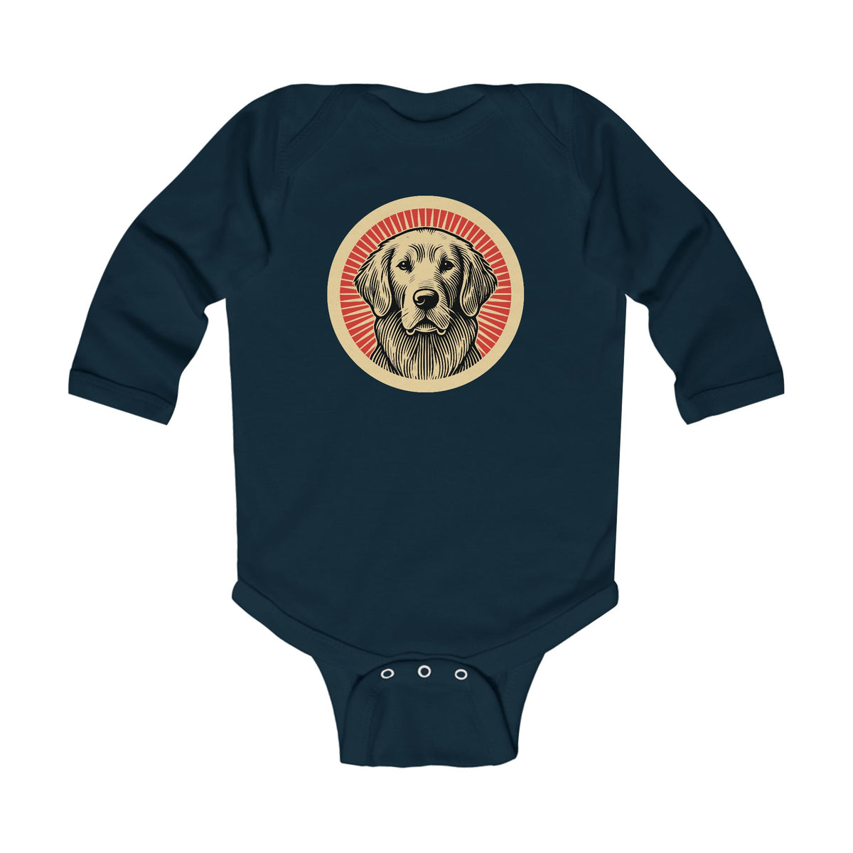 Golden Retriever Sleeved Bodysuit — Navy