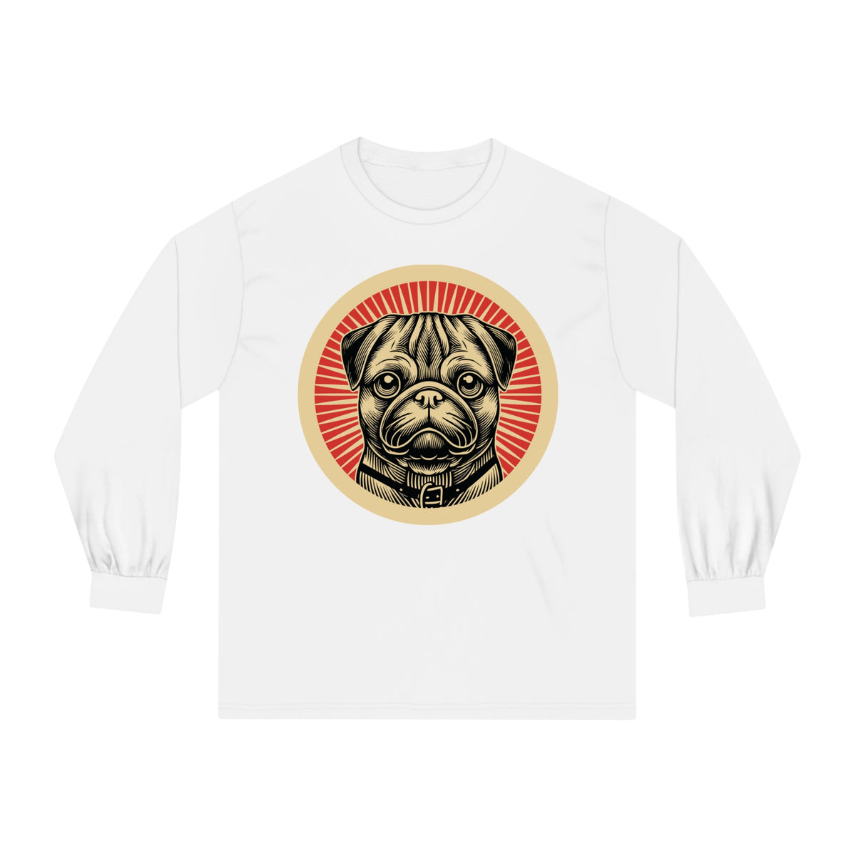 Pug Long Sleeve Tee — White