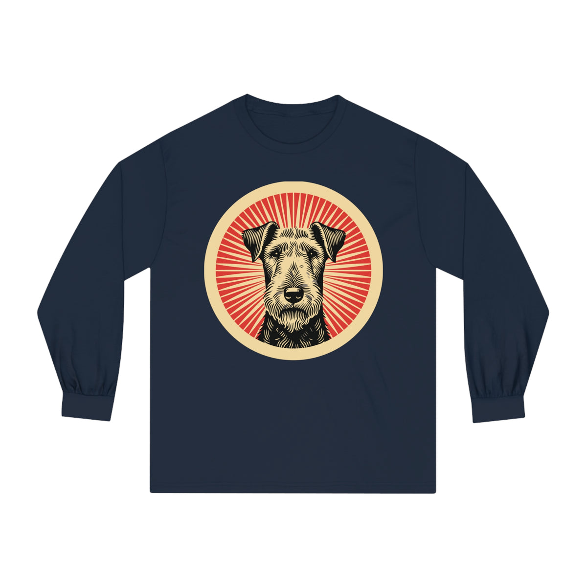 Airedale Terrier Long Sleeve Tee — Navy