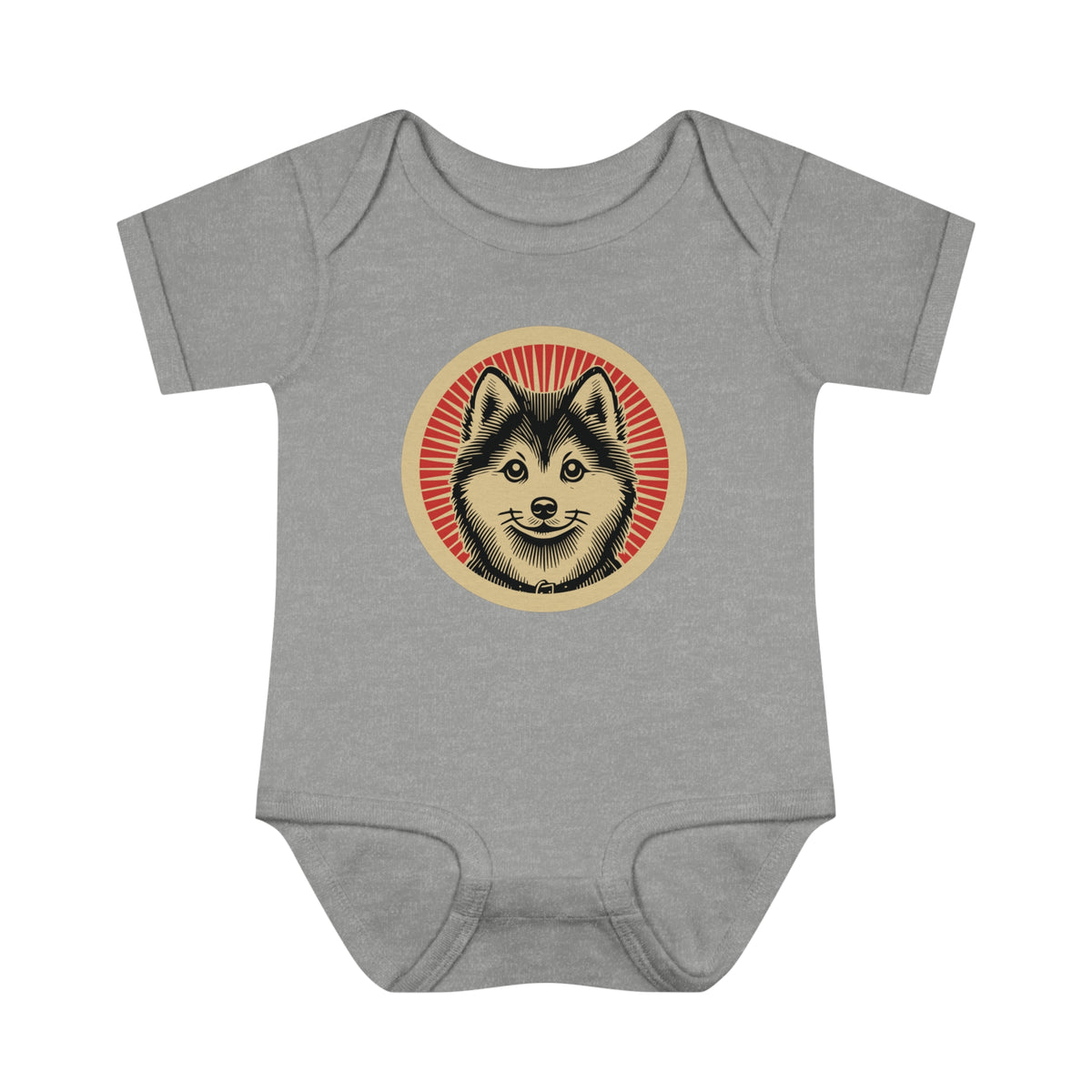 Pomsky Baby Bodysuit — Heather