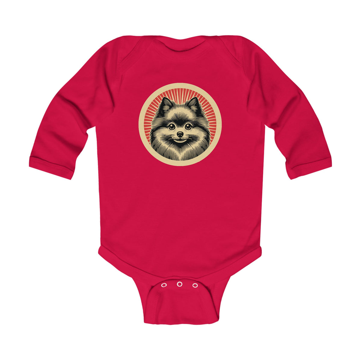 Pomeranian Sleeved Bodysuit — Red