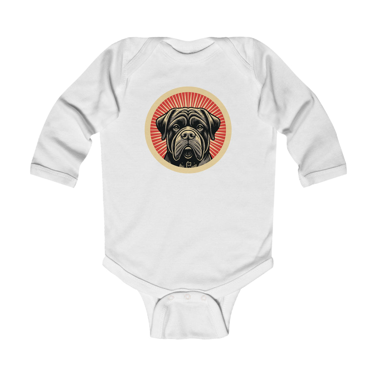 Bullmastiff Sleeved Bodysuit — White