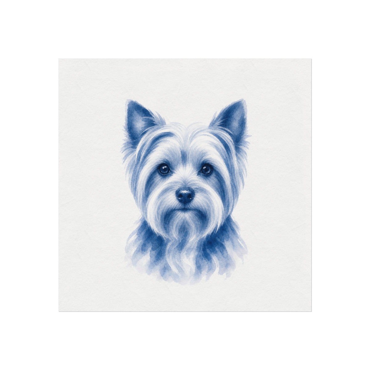 Yorkie Blue Watercolor Portrait Fine Art Print