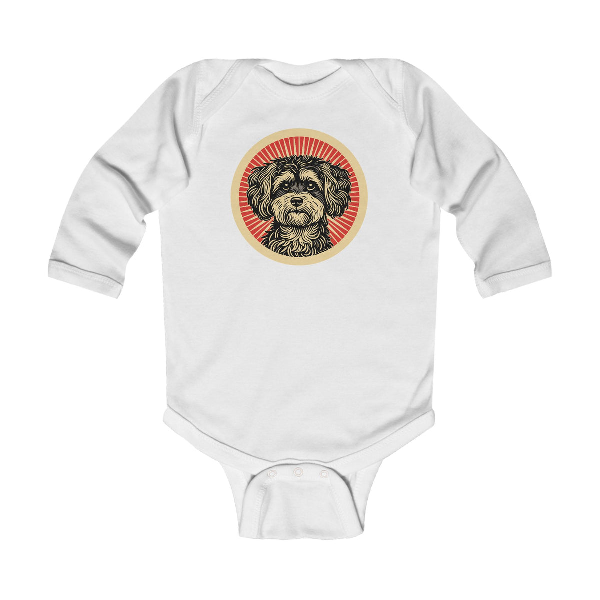 Maltipoo Sleeved Bodysuit — White