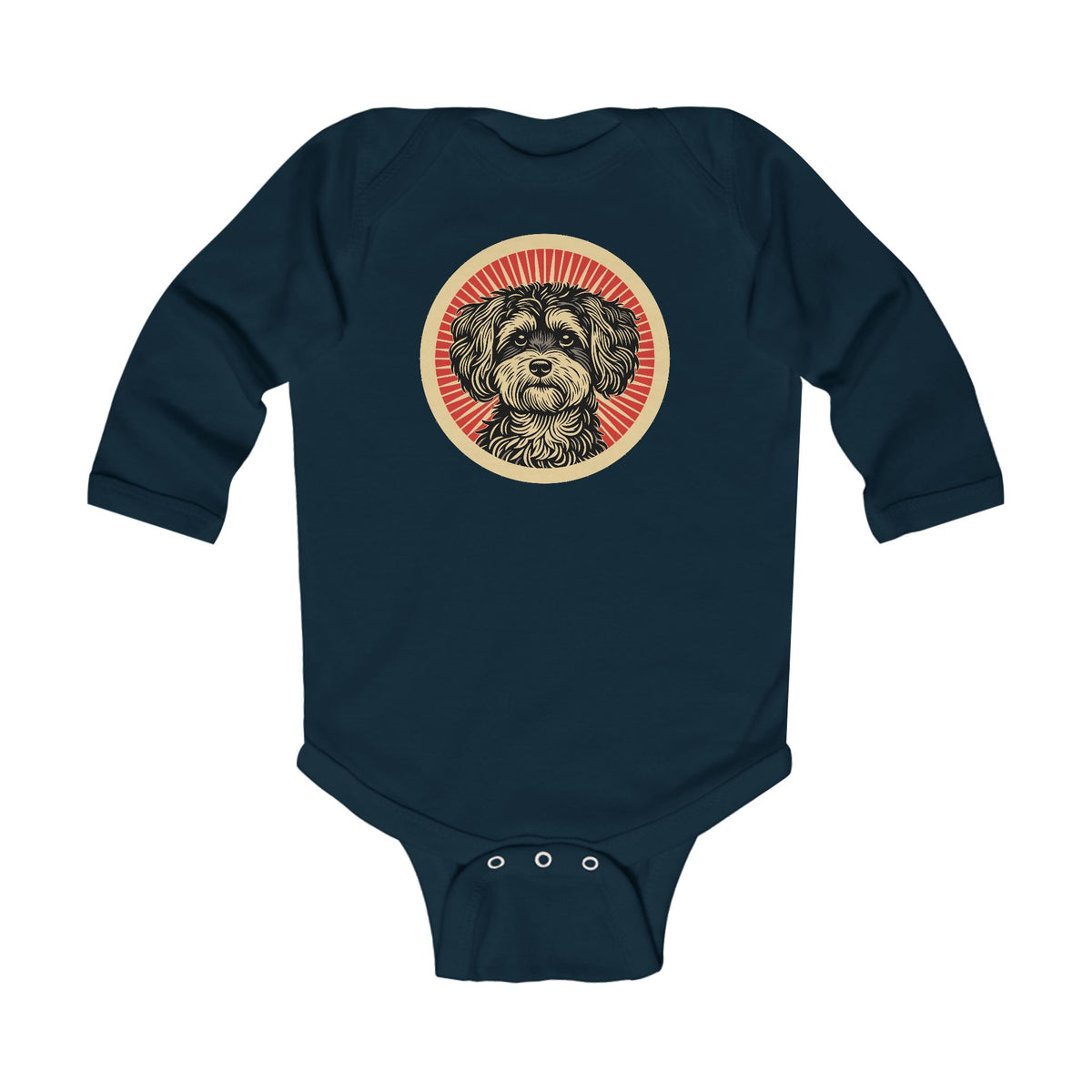 Maltipoo Sleeved Bodysuit — Navy