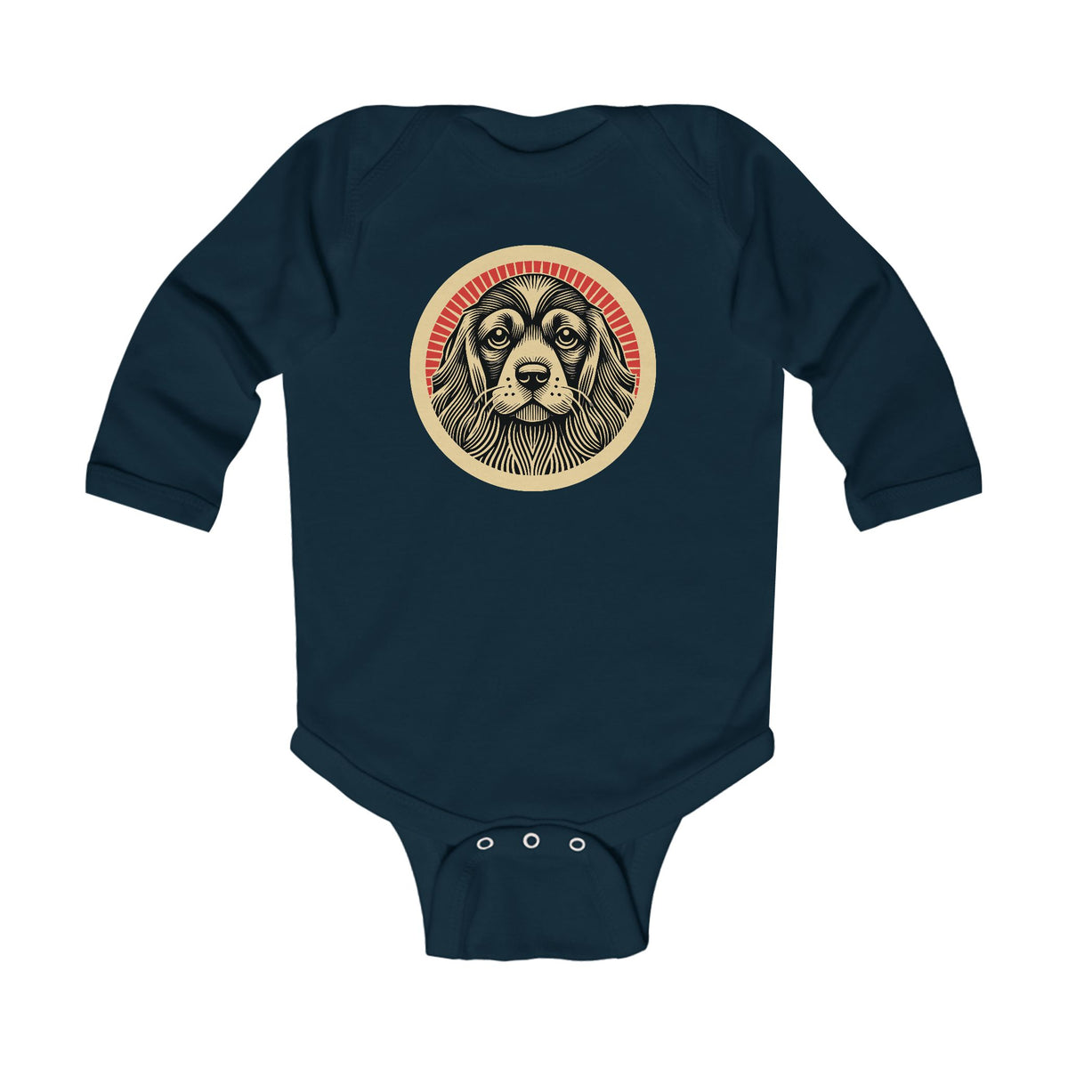 Cocker Spaniel Sleeved Bodysuit — Navy