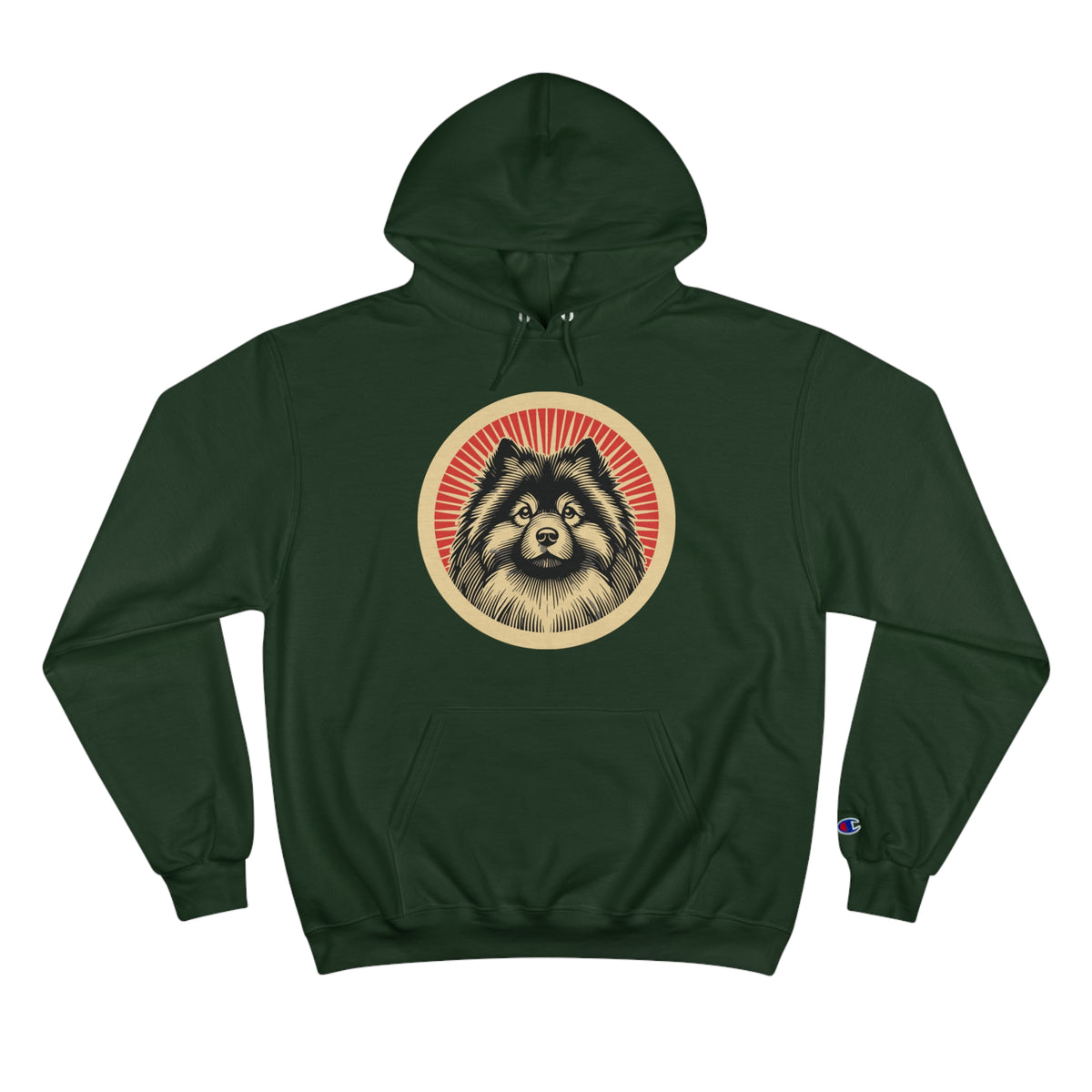 Keeshond Champion Hoodie — Dark Green