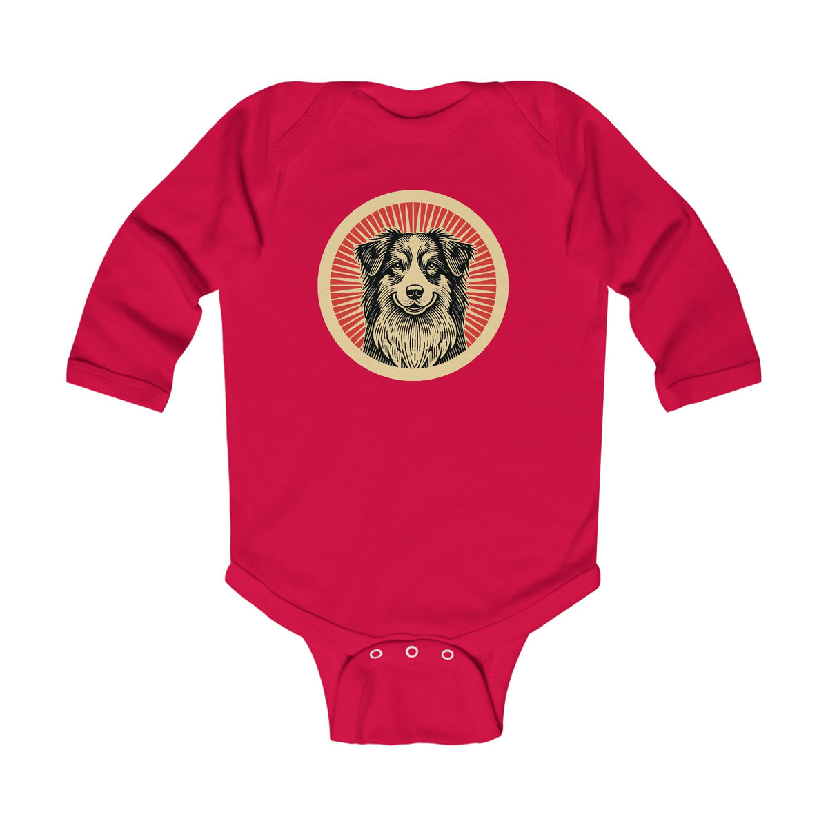 Australian Shepherd Sleeved Bodysuit — Red