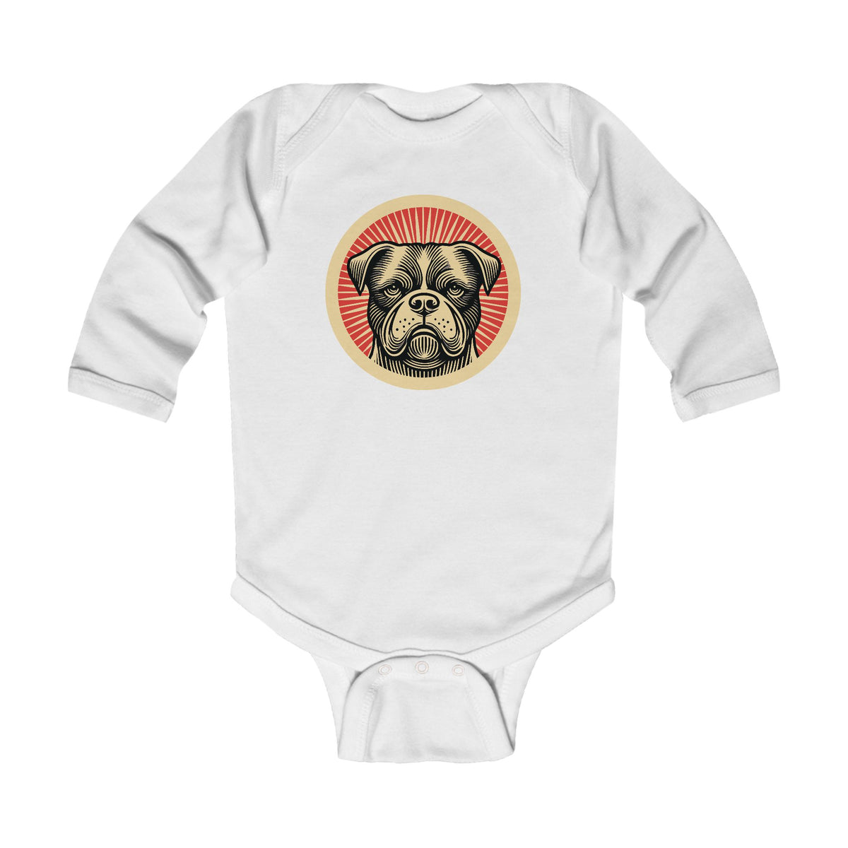 American Bulldog Sleeved Bodysuit — White