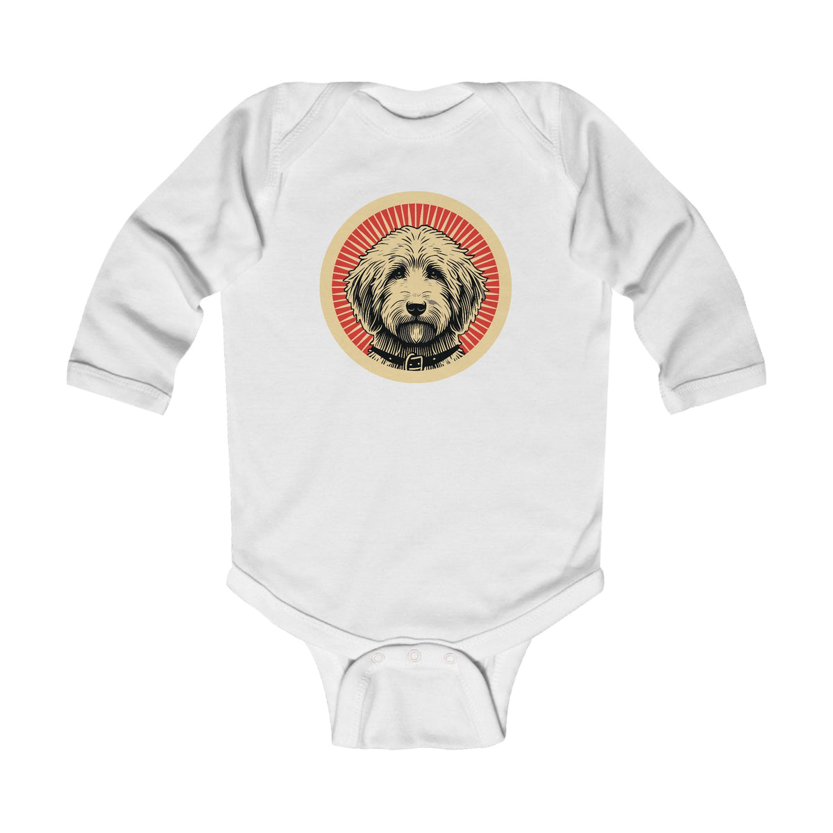 Goldendoodle Sleeved Bodysuit — White